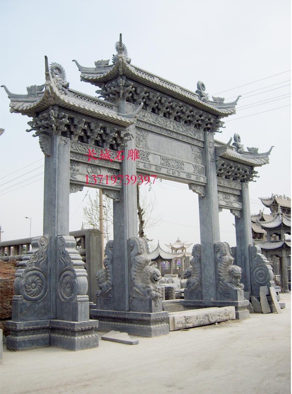 牌坊石雕，石牌樓