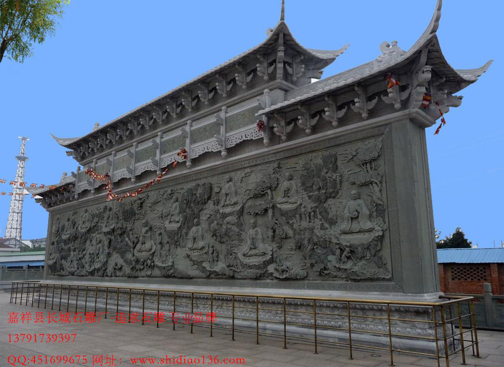 寺院照壁，石雕影壁，影壁浮雕